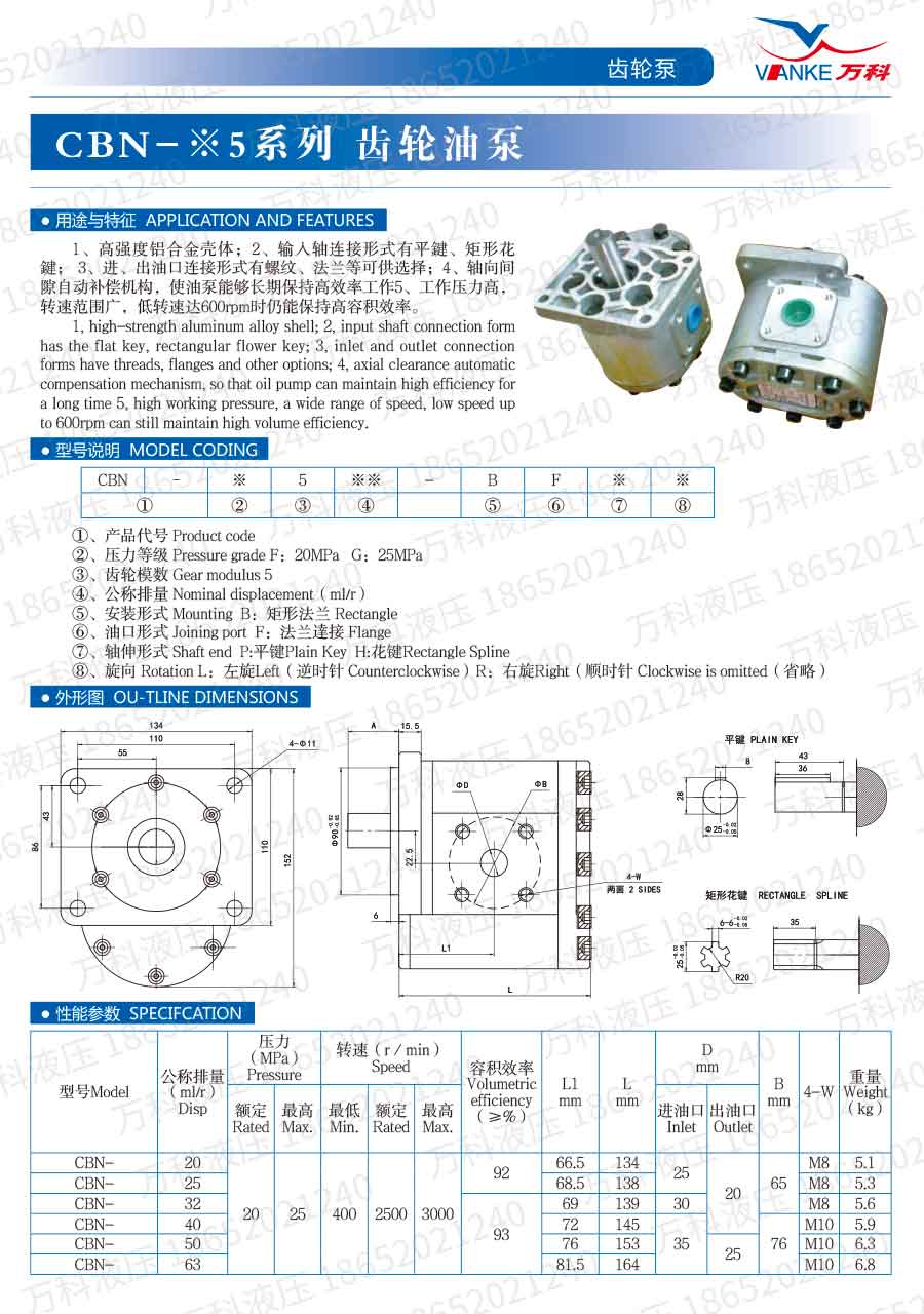 高压齿轮油泵CBN-F5系列说明书